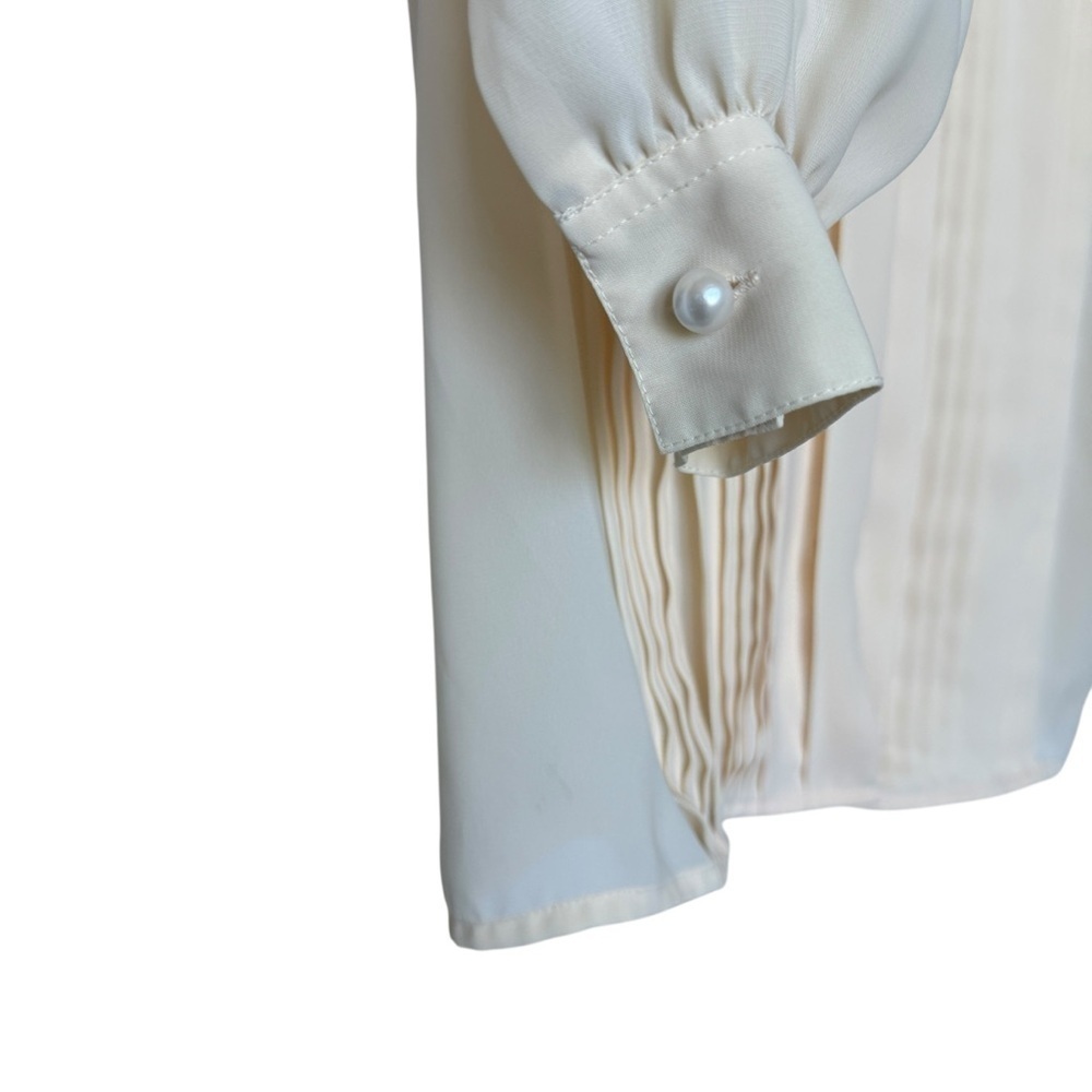 VINTAGE! Neil Martin Women's 8 Butter Yellow Pleated Long Sleeve Blouse Casual - Picture 7 of 9
